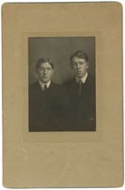Antique Circa 1900s Large 5X7.5 in Cabinet Card Two Handsome Men In Suits &amp; Ties - £7.52 GBP