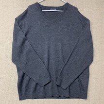 Harts Schaffner Marx Sweater Men 2XB Gray Extra Fine Merino Wool Pullove... - $13.99