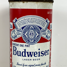 Budweiser Beer Can Vintage Tab Top 16 fl oz Red White Blue Steel Collect... - $9.49