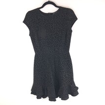 Slate &amp; Willow Mini Dress Velvet Burnout Leopard Print Flounce Ruffle Black 2/XS - £10.11 GBP