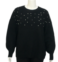 George Plus Women&#39;s Pullover With Faux Pearl Holiday Sweater Black 4X NWT - $19.99