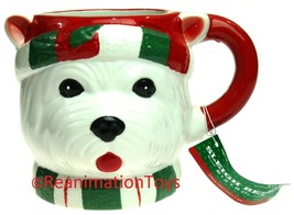 Sleigh Bell Bistro Highland Terrier w/Hat Scarf Christmas Holiday Mug New w/Tag - £23.58 GBP