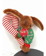 VTG Giftco Christmas Bunny Rabbit With Candy Cane 1995 Fabric Plush Stuf... - $7.59