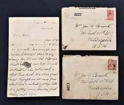 WWI censored HANDWRITTEN LETTER w 2 COVERS Derrykeighan to CAMACK phila pa - £11.57 GBP
