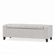 Christopher Knight Home Hikaru Fabric Storage Ottoman Light Grey 19.75”D... - £166.22 GBP