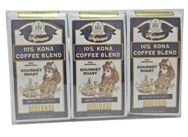 Mulvadi 10% Kona Coffee Blend 3 Flavor Gift Pack Three 7 oz Bags Made in... - $35.99
