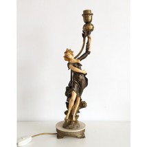 Italian Figural Lamp, Lady Holding Torch, Large, Hand Painted, Vintage - £95.85 GBP