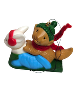 Avon 80s Winter Pals Hand Painted Wooden Tree Ornament Squirrel &amp; Bunny ... - £9.29 GBP
