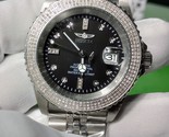 black dial automatic diamond watch with exhibition case & adjustable bracelet - $1,199.92