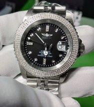 black dial automatic diamond watch with exhibition case &amp; adjustable bra... - $1,499.90