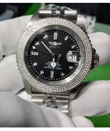 black dial automatic diamond watch with exhibition case & adjustable bracelet - £1,198.73 GBP