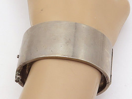 NAPIER 925 Silver - Vintage Minimalist Dark Tone Hinge Bangle Bracelet - BT1540 - £152.21 GBP