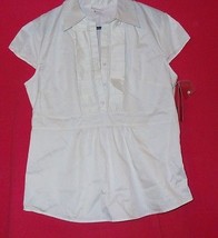 New White Blouse Women&#39;s Size M Merona Cap Sleeves Cotton - $29.89