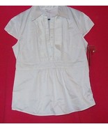 New White Blouse Women&#39;s Size M Merona Cap Sleeves Cotton - £23.50 GBP