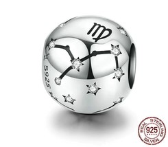 925 Sterling Silver Star Virgo Sign Zodiac Beads Charms fit Bracelet Neckalce - £6.41 GBP