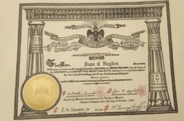 Vintage 1940s Free Masons Certificate Signed Scottish Rite Master  Royal Secret - £77.09 GBP