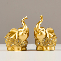 Golden Elephant Figurine - Resin Home Decoration Accessory for Good Luck - £31.31 GBP