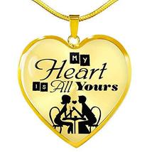 Express Your Love Gifts My Heart is All Yours Couples Necklace Engraved 18k Gold - £54.33 GBP