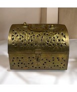 Vtg Brass Box w/ Latch and Handle Domed Lid Incense Trinket Jewelry Orna... - $59.39
