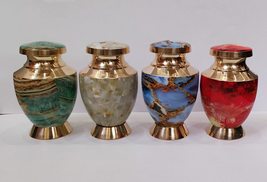 Wonderlist Handicrafts Small Cremation Urns Gold Classic Bronze with Beautiful C - £58.53 GBP