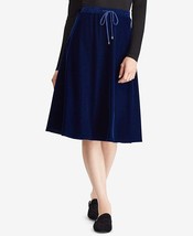 LAUREN RALPH LAUREN Womens Velvet A Line Skirt Size Medium Color Dark Blue - £112.88 GBP