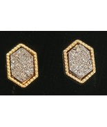 Crystal Druzy Earrings Post Back Gold Framed NEW - $34.17 CAD