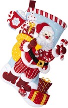 Bucilla Felt Stocking Applique Kit 18&quot; Long-Peppermint Santa - $33.05