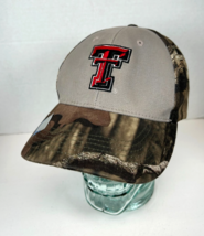 Texas Tech NCAA Red Raiders Ajustable Strap-Back Hat Cap, Gray/Camouflage - $15.79