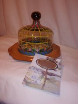 MacKenzie-Childs Tattersall Glass Cheese Dome Vtg *READ* Wood Charger COA - £77.29 GBP