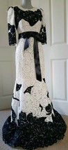 $12,000 Oscar De La Renta Stunning Ivory Black Sequin Runway Dress Gown Us 6/8 - £3,860.52 GBP