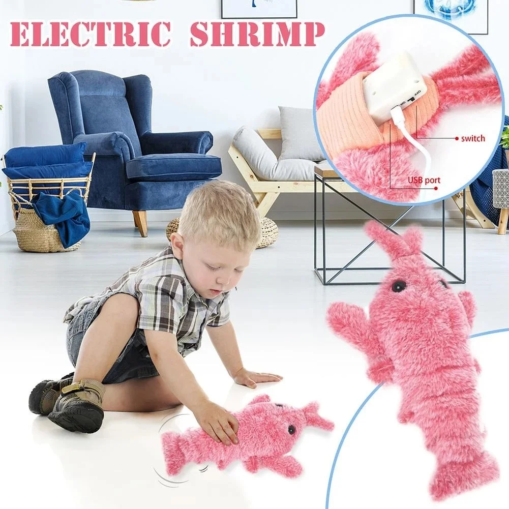 New Electric Jumping Cat toy Shrimp Moving Simulation Lobster Electronic Plush - £14.28 GBP