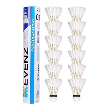 KEVENZ Goose Feather Badminton Shuttlecocks Birdies,Pack of 12, White - £12.54 GBP