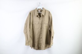 NOS Vintage 70s Dickies Mens 17 33 Collared Work Mechanic Button Shirt Brown USA - £69.87 GBP