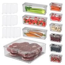 10 Pack Refrigerator Organizer Bins - 3 Size Stackable Fridge Clear Stor... - £47.99 GBP