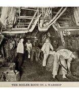 1914 WW1 Print Boiler Room On A Warship Antique Military Period Collectible - $34.99