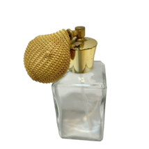 Vintage Clear Glass Perfume Bottle Gold Bulb Sprayer Atomizer 4.5&quot; Needs Repair - £7.87 GBP