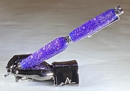Handturned Slimline Pen -Artisan Created Purple glitter acrylic / chrome... - $744.98 MXN