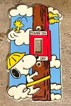 Vintage 1965 Snoopy Switch Plate Cover 6.5 x 3.5&quot;, Telephone Pole Lineman - £30.24 GBP