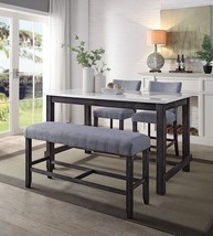 Yelena Counter-Height Chair From Acme Furniture, In Fabric And Weathered - $236.92