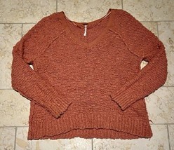 Free People Songbird Women’s Orange Coral Nubby Popcorn Chunky Sweater  EUC - $41.58