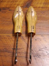 Pair Vintage Antique 30s Rustic Industrial Solid Maple Steel Shoe Shapers Trees - £23.56 GBP