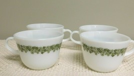 Lot of 4 VTG Corning Spring Blossom Crazy Daisy  Milk Glass Coffee Cups Mugs - £17.85 GBP