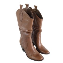 BCBGeneration Women&#39;s 8B Brown Leather Slouch Western Boots Mid-Calf 3&quot; ... - $1,018.02 MXN