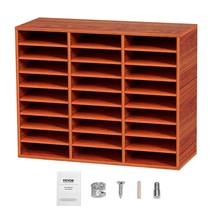 Wood Literature Organizer File Sorter Paper Storage Holder 27 Slots Brown - $202.90