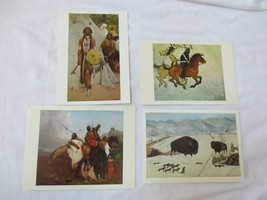 4 Vtg postcards oil on canvas prints Artists Indians Amon Carter Museum unposted - £15.71 GBP