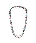 X-long Handmade Multi Stone Nugget Wax Rope Necklace - £15.17 GBP