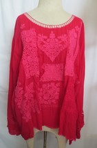 Johnny Was Embroidered Top  Sz L Pink on Pink Cupra Rayon - £79.01 GBP