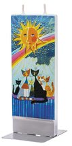Flatyz Handmade Twin Wick Unscented Thin Flat Candle  - Cats family under the ra - £15.13 GBP