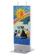 Flatyz Handmade Twin Wick Unscented Thin Flat Candle  - Cats family unde... - $18.99