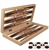 LaModaHome 19&#39;&#39; Turkish Walnut Backgammon Set, Wooden, Board Game for Family Gam - £47.28 GBP